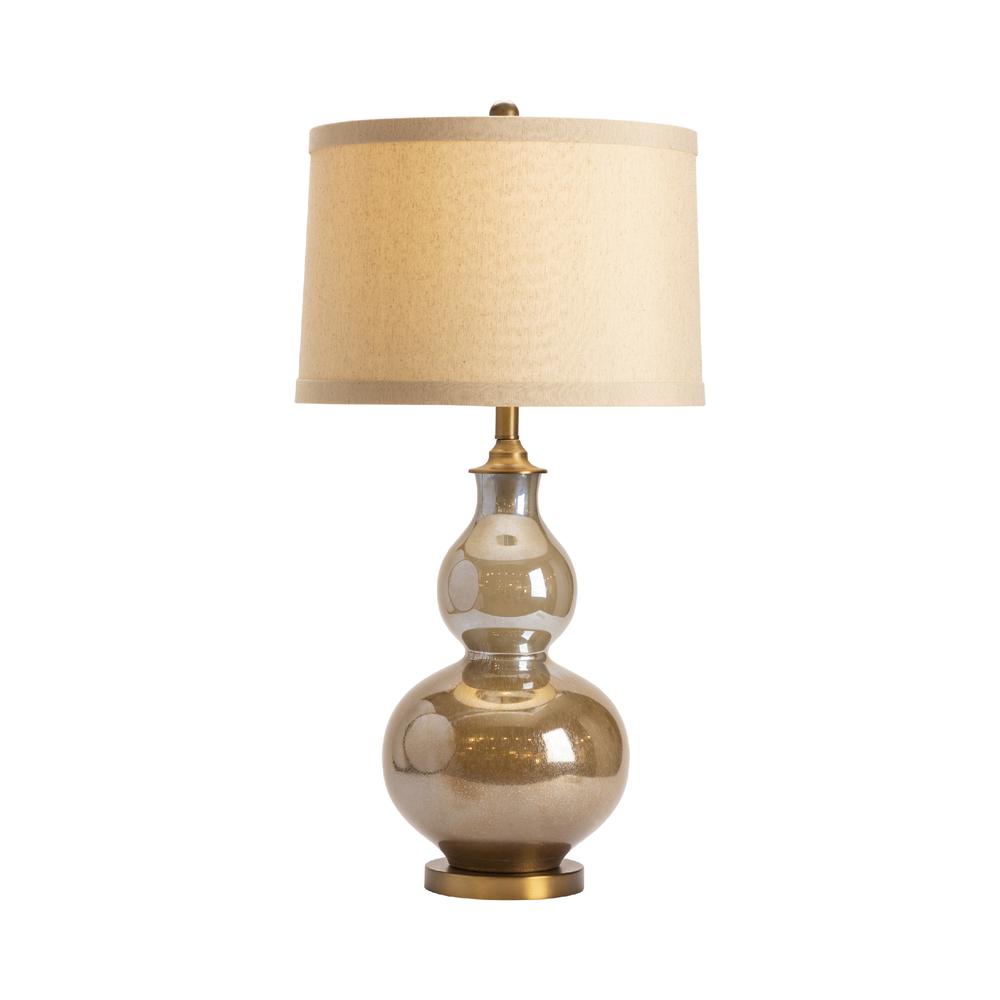 Crestview Collection Berkely Glass Glazed Double Gourd Lamp in Gold. Picture 1
