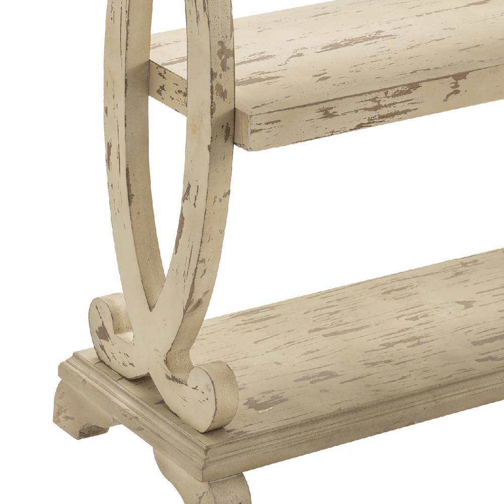 Crestview Collection Newport Distressed White Shaped Console Table Furniture. Picture 3