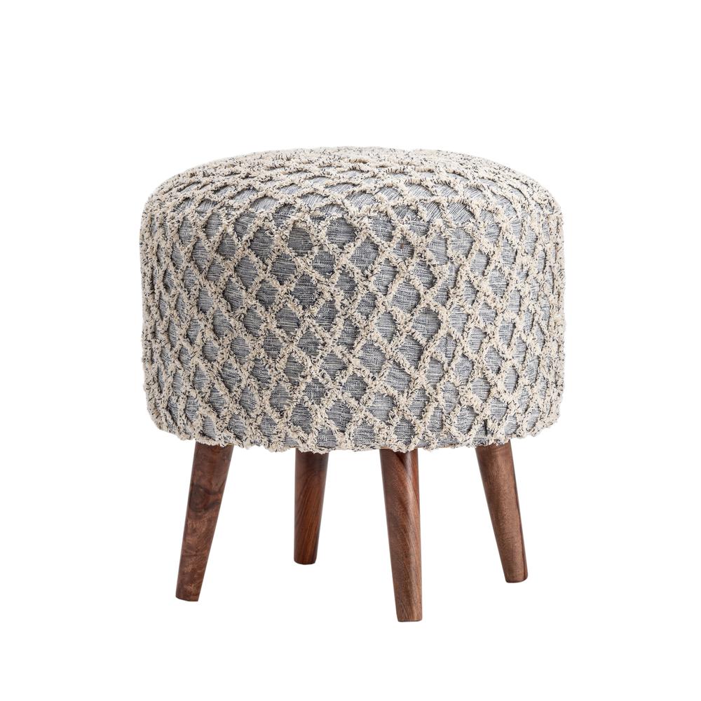 Evolution by Crestview Ellie Fabric Diamond Stool in Gray. Picture 1