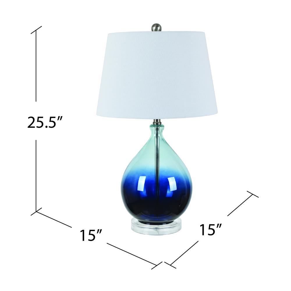 Crestview Collection Evolution Tasia Ombre Glass Table Lamp in Blue. Picture 3