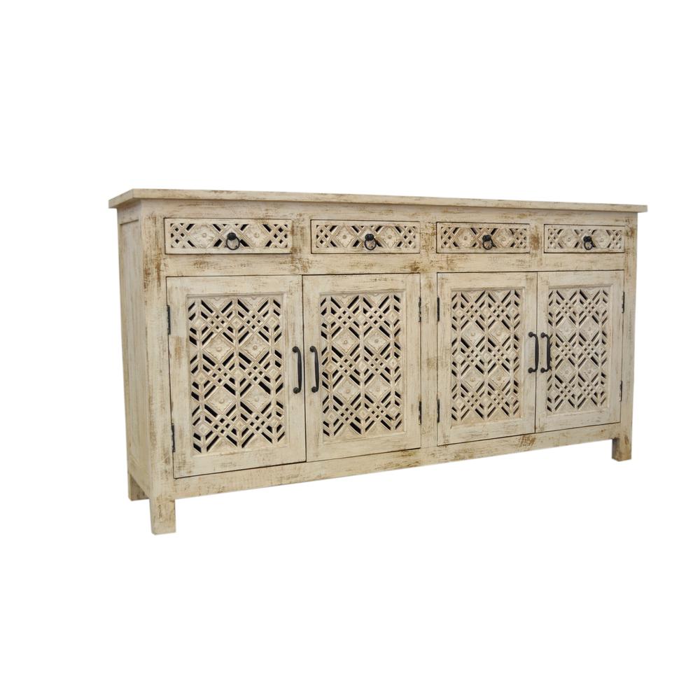 Crestview Collection 38" Distressed White Geometric Sideboard Accessories. Picture 4