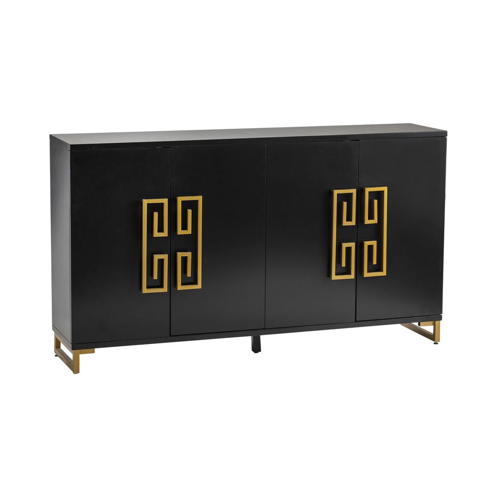 Crestview Collection Corinthian Black and Gold Key 4 Door Sideboard Accessories. Picture 2