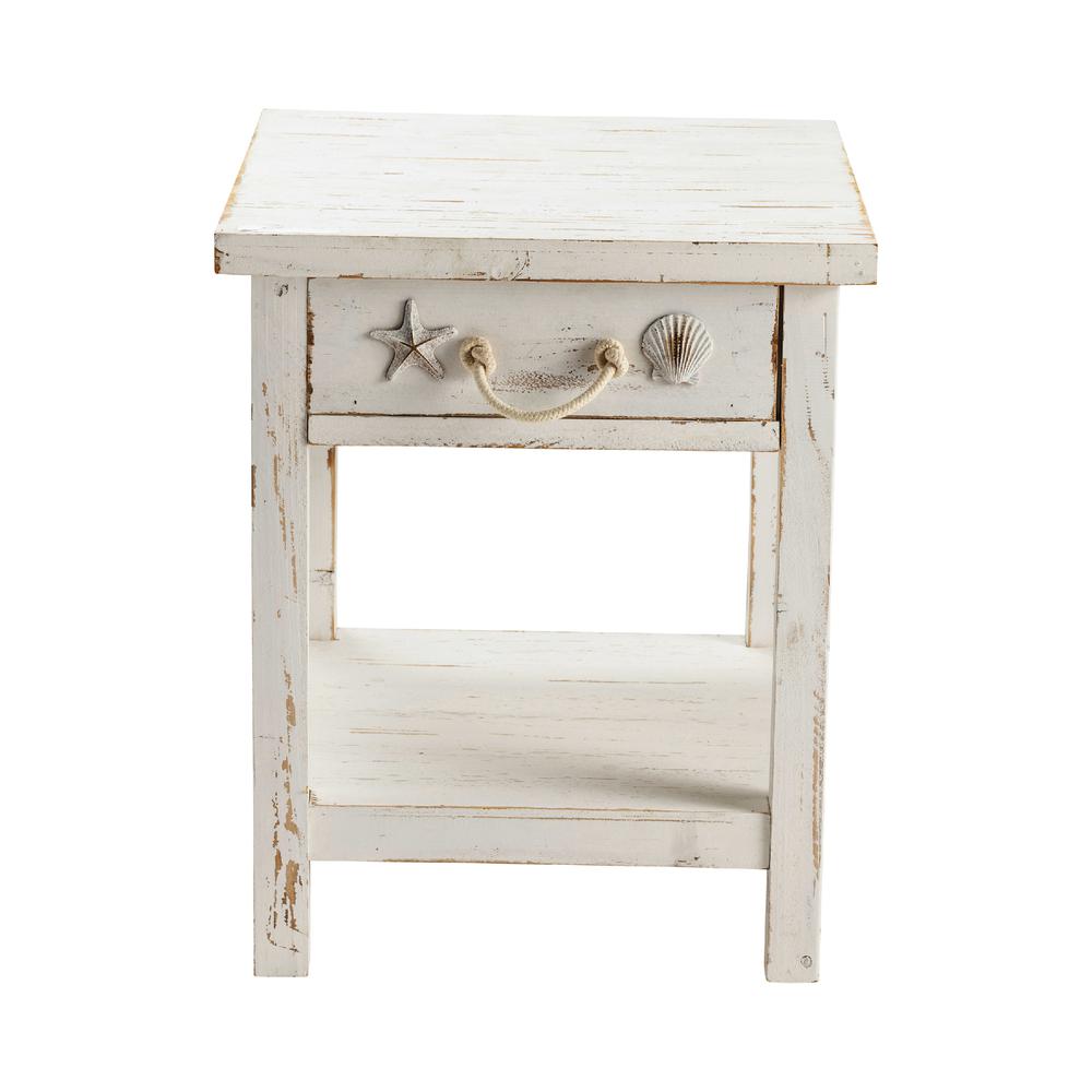 Crestview Collection CVFZR1521 Seaside White Coastal End Table Furniture. Picture 2