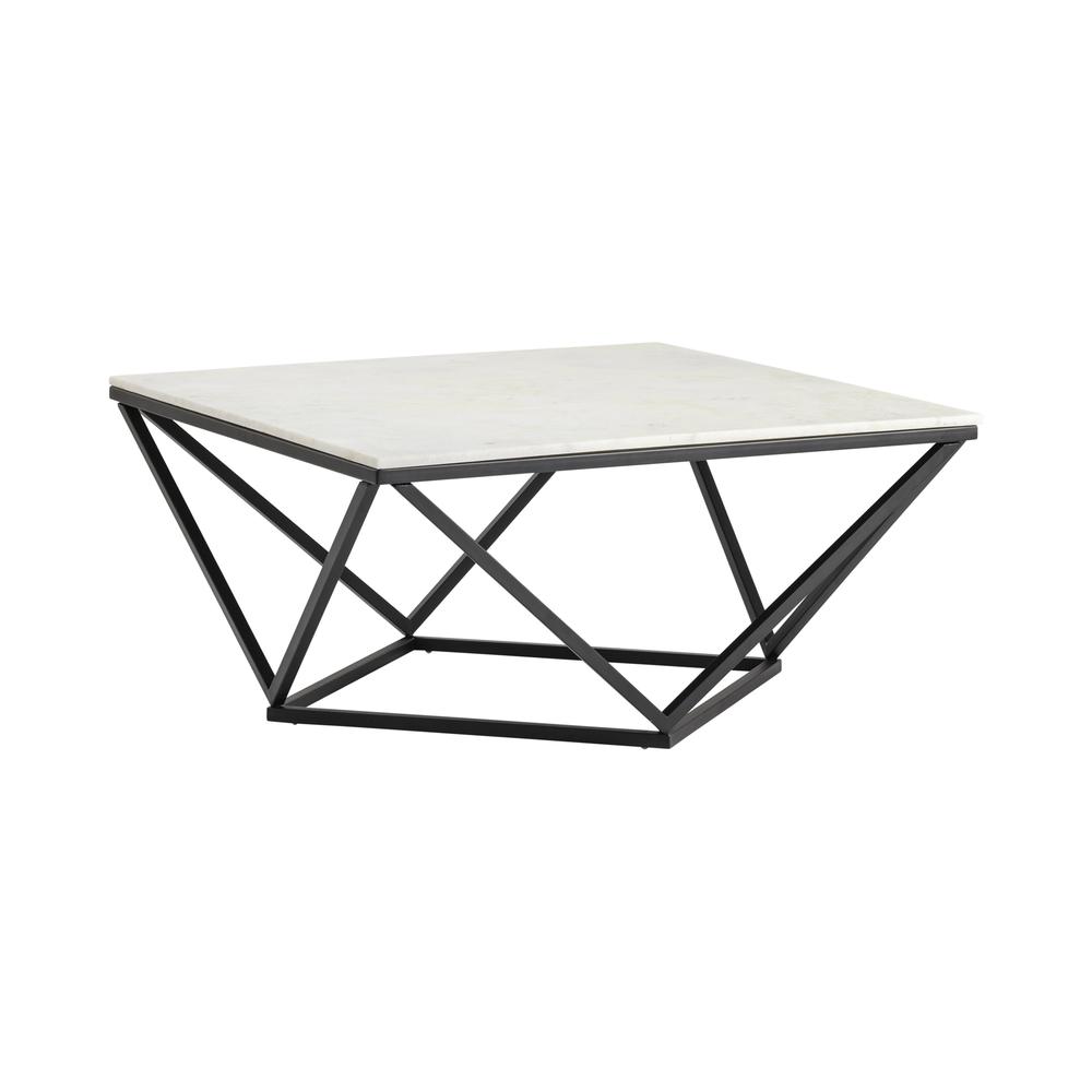 Crestview Collection White Marble Cocktail Table Silver Metal. Picture 3