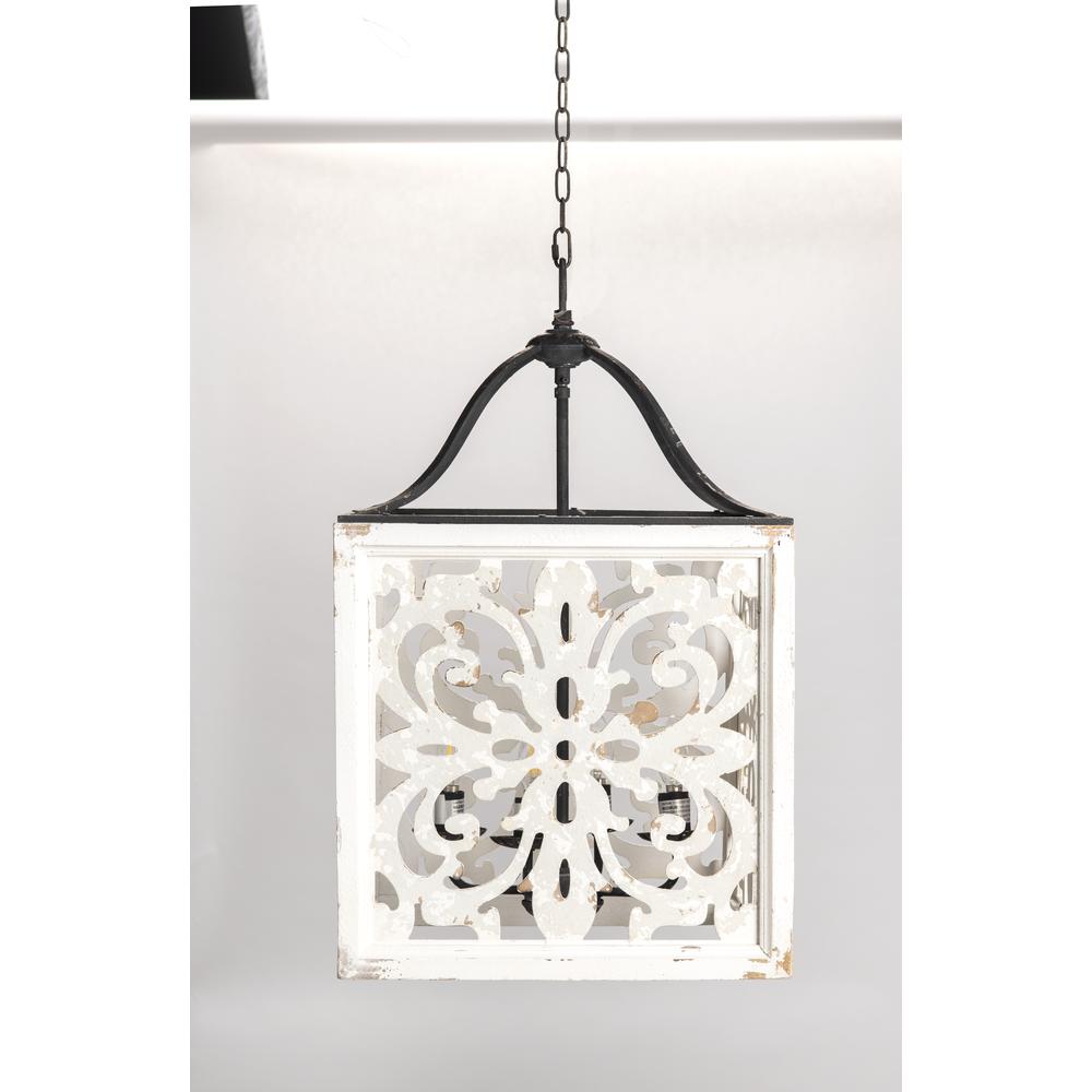 Mariah 29" White Wood and Metal Pendant Light. Picture 3