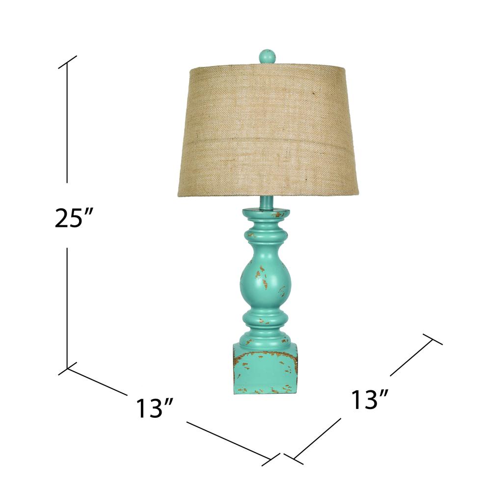 Crestview Collection Hayden 25 Inch Distressed Blue Resin Table Lamp. Picture 4
