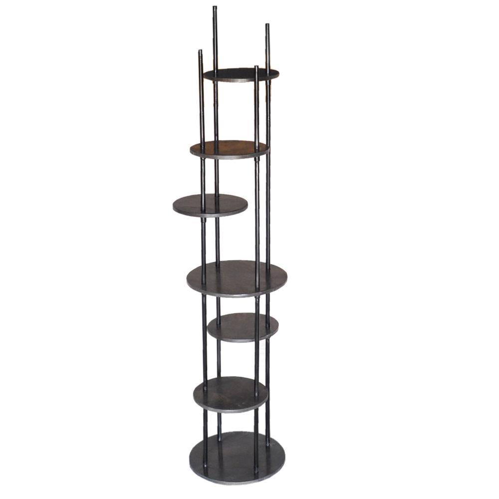 Crestview Collection Graham Multiple Round Shelf Etagere Brown Metal. Picture 1