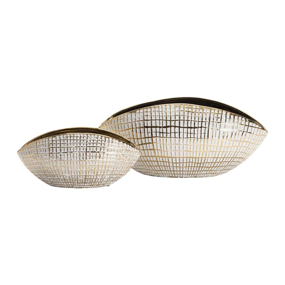 Crestview Collection Beacon Bowls Set of 2 Gold Ceramic decorative bowls. Picture 1