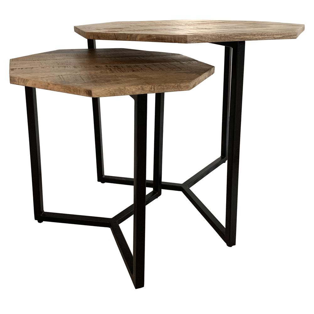 Crestview Collection Evolution Charles Set of 2 Metal Nesting Tables in Brown. Picture 2