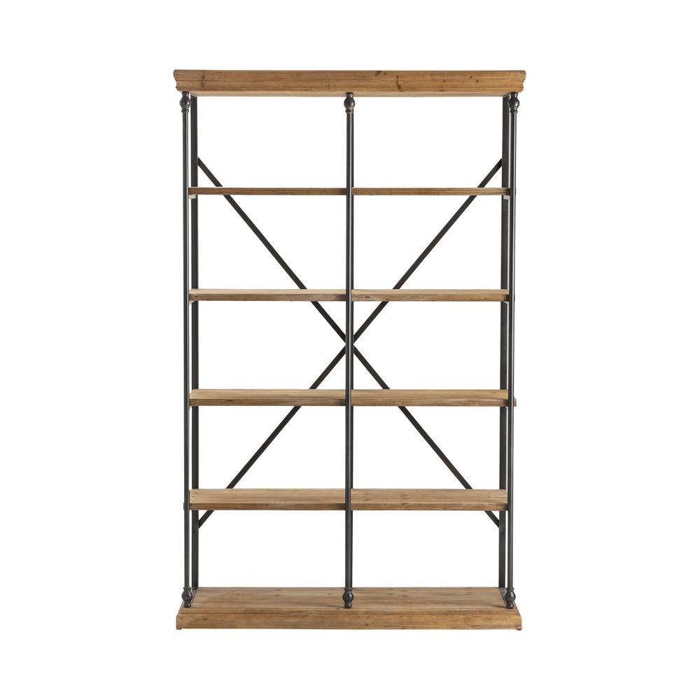 Crestview Collection La Salle Metal and Wood Bookshelf Furniture, Brown. Picture 2