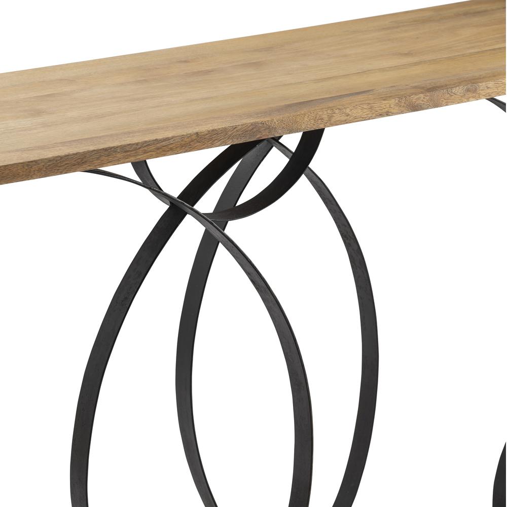 Crestview Collection Tyson Metal and Wood Ring Console Table Brown Wood. Picture 2