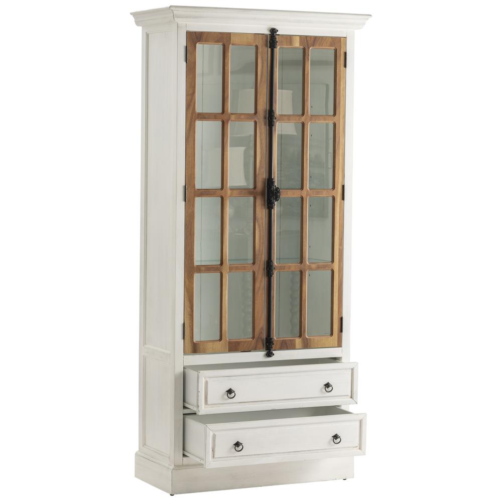 Crestview Collection Point Isabel 2 Drawer 2 Door Wood Curio Cabinet in Gray. Picture 2