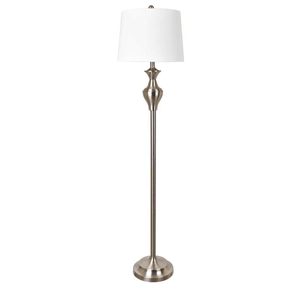 Crestview Collection Elliot 60 Inch Brushed Nickle Metal Finish Floor Lamp. Picture 1