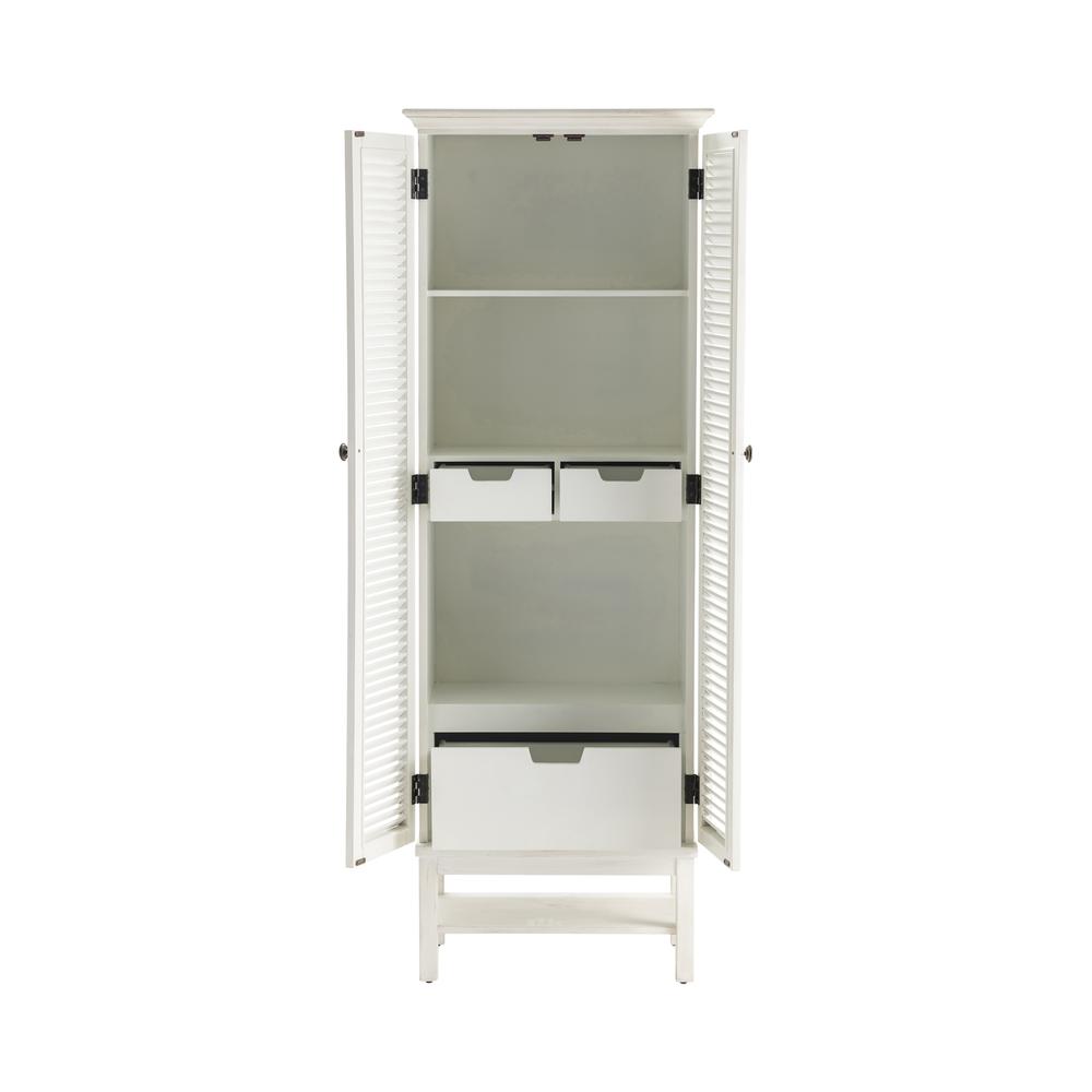 Crestview Collection Magnolia Louvered 2 Door Tall White Storage Cabinet. Picture 3