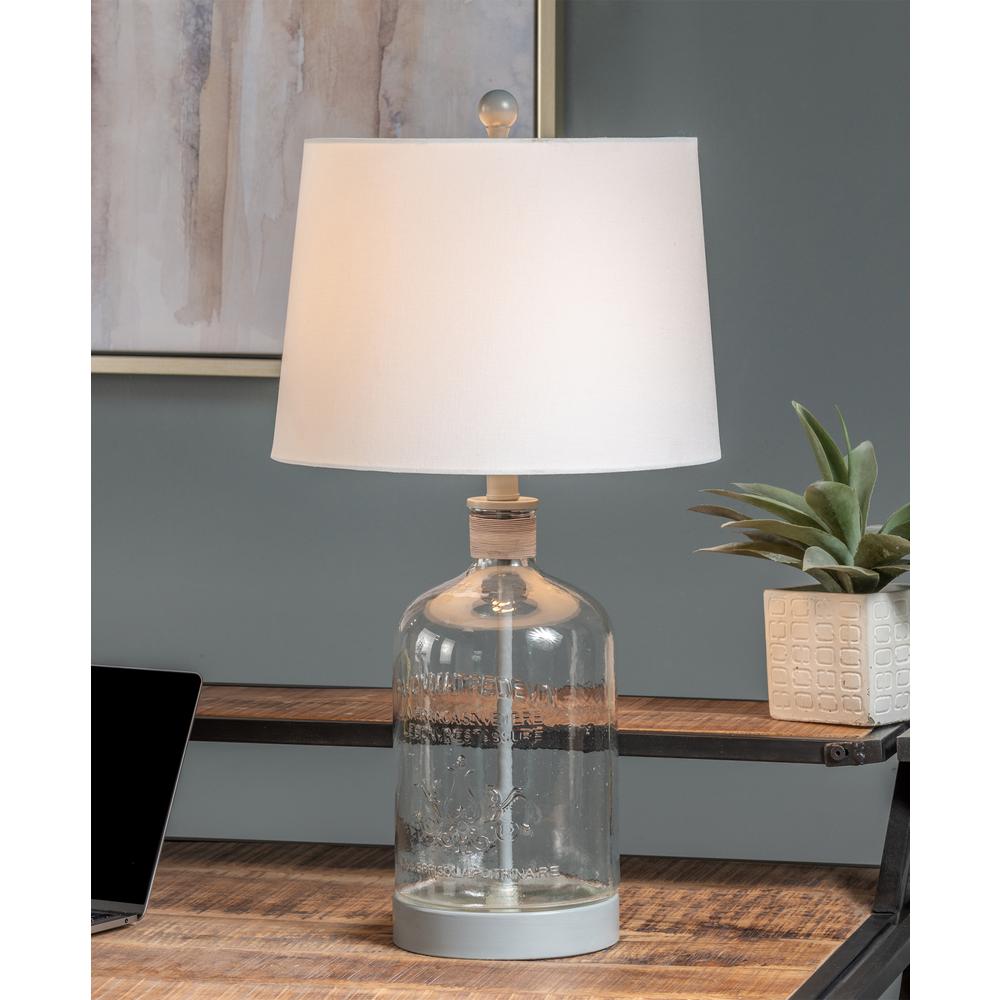 Crestview Collection Evolution Veda Glass Mason Jar Table Lamp in Gray. Picture 4