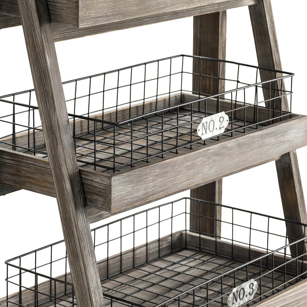 Hastings 5 Tier Charcoal Grey Angled Etagere with Removable Metal Baskets. Picture 3