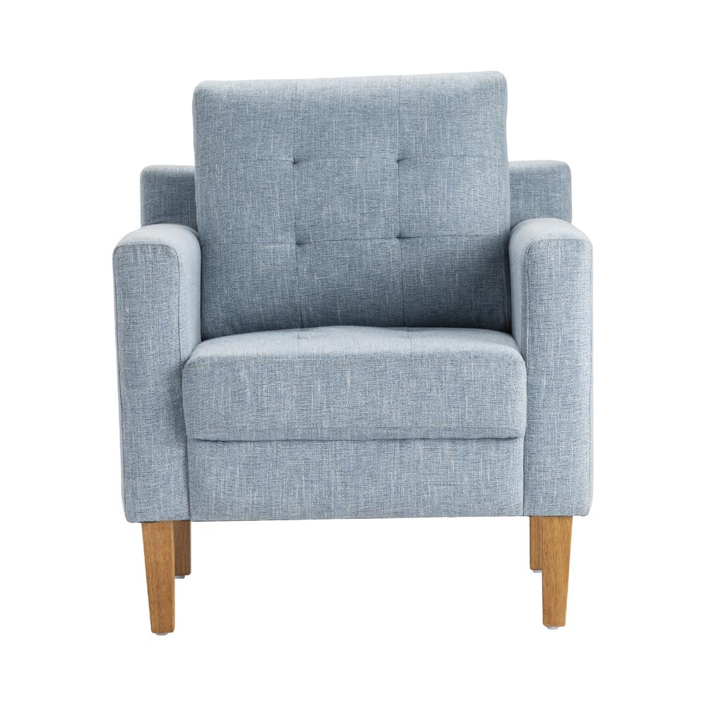 Crestview Collection Wood & Polyester Upholstery Decatur Accent Chair in Blue. Picture 1