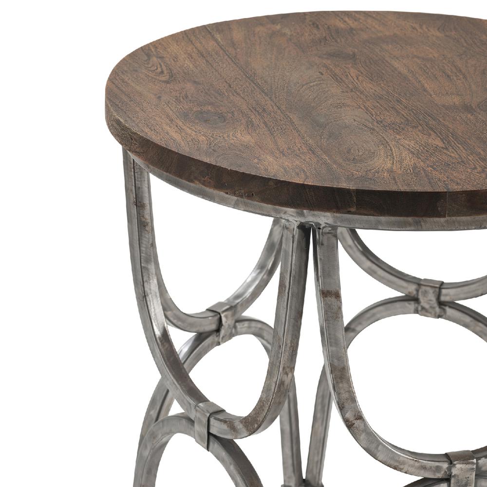 Bengal Manor Mango Wood and Steel Round End Table. Picture 2