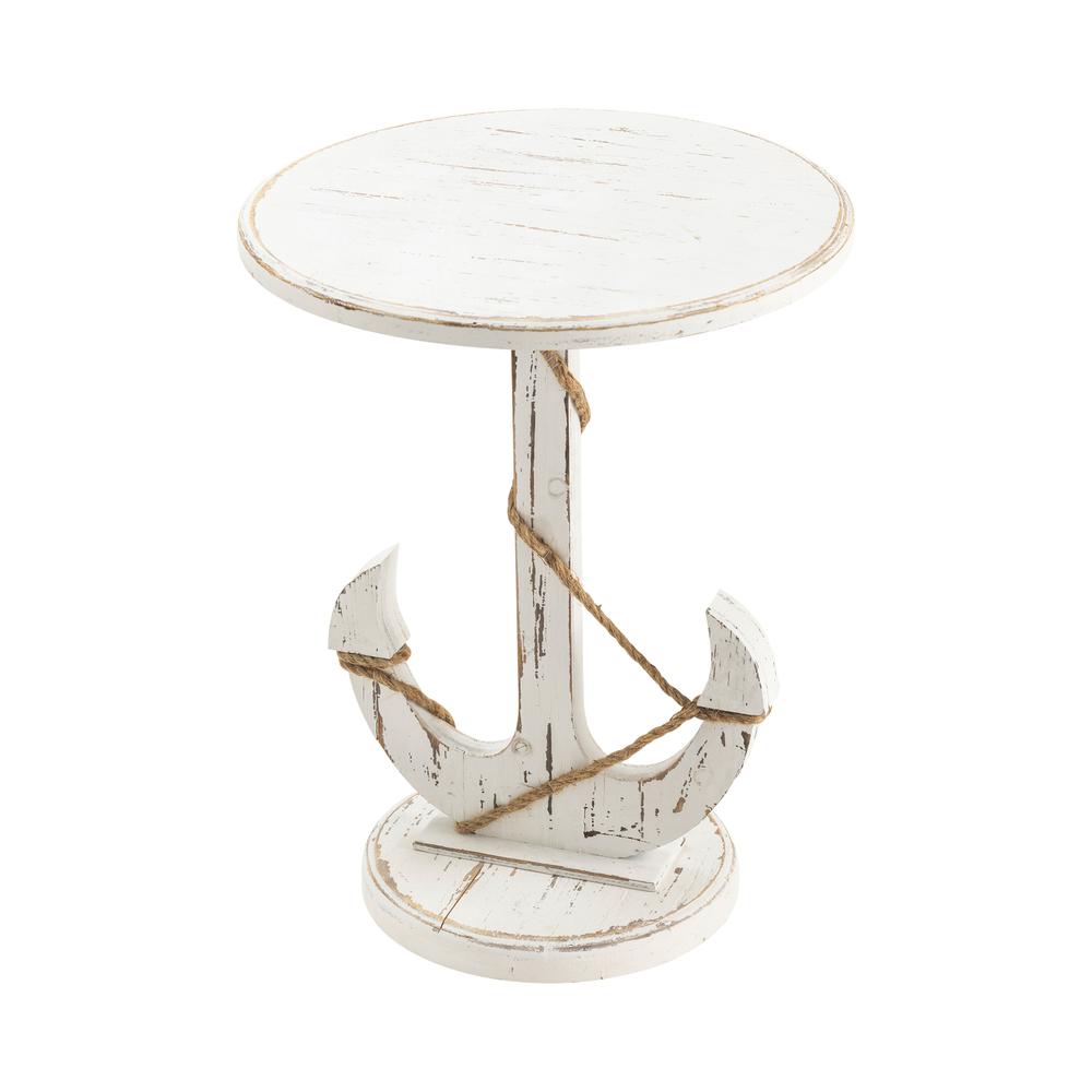 Crestview Collection CVFZR1527 Harbor Distressed White Anchor Table Furniture. Picture 1