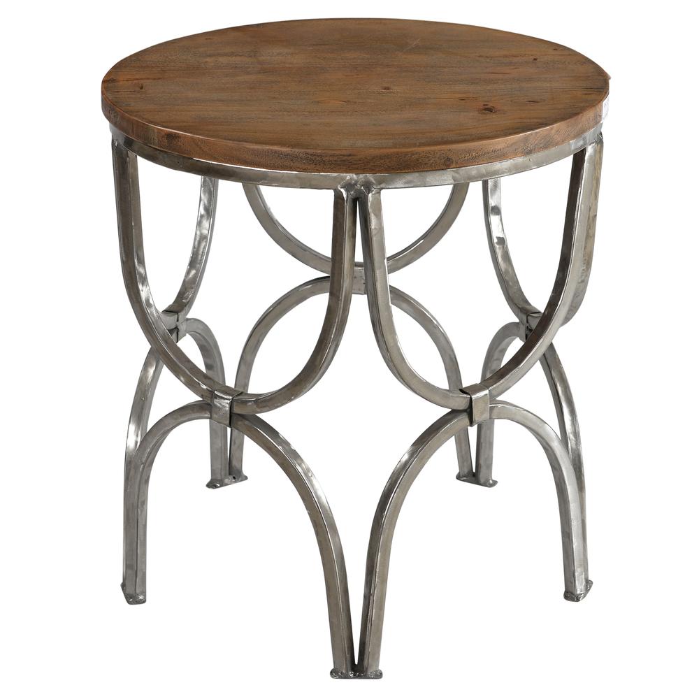 Bengal Manor Mango Wood and Steel Round End Table. Picture 1