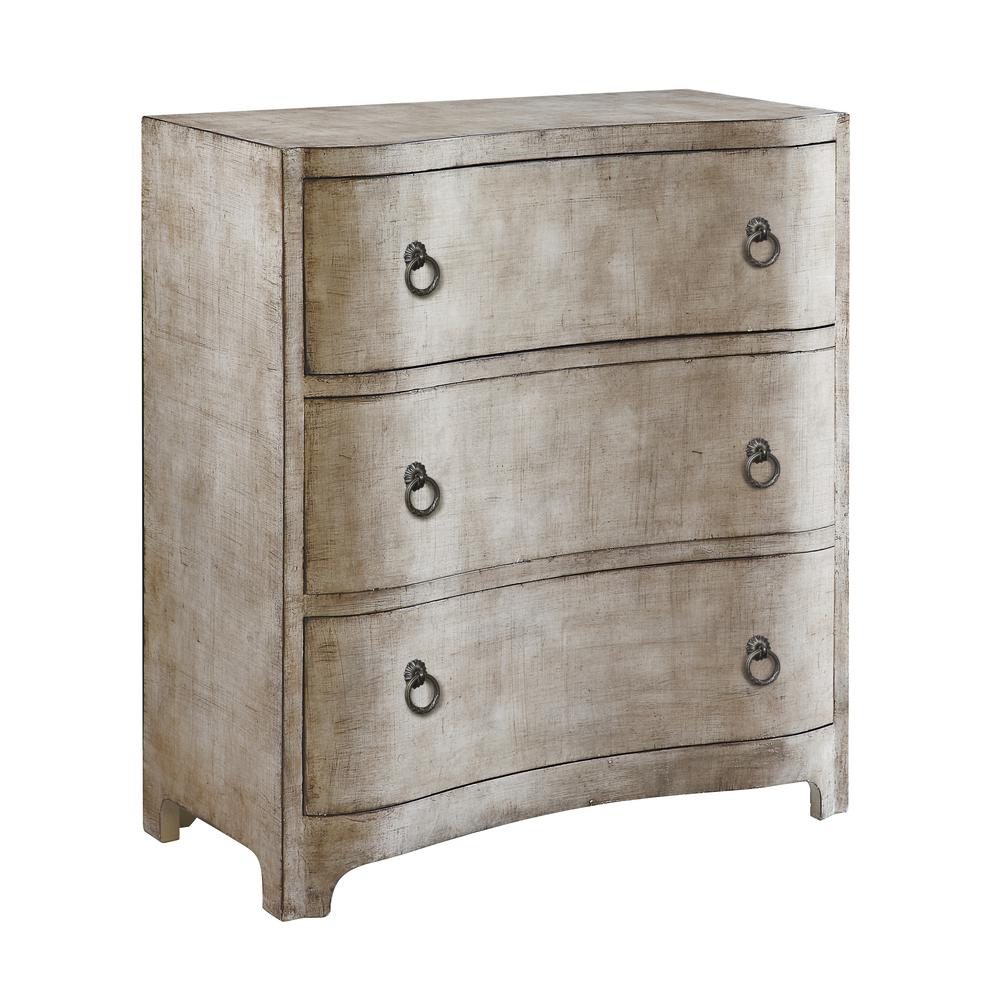 Claremont 3 Curved Drawer Brushed Linen Finish Chest. Picture 1