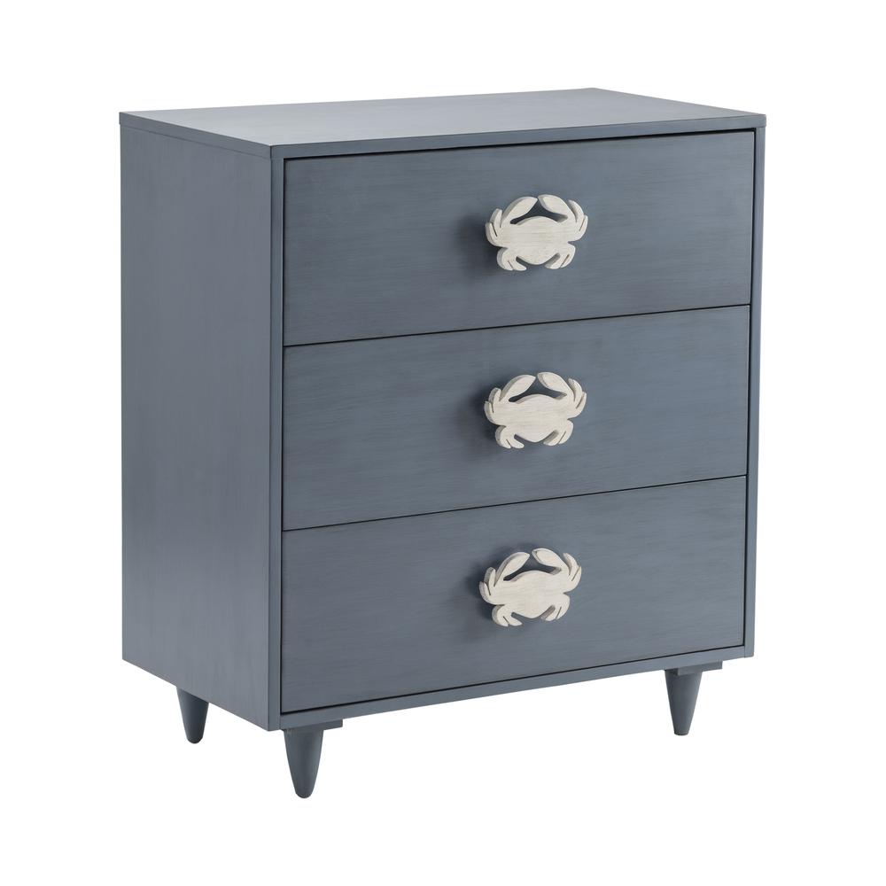 Crestview Collection CVFVR8222 31" 3 Drawer Blue Painted Cabinet Accessories. Picture 2
