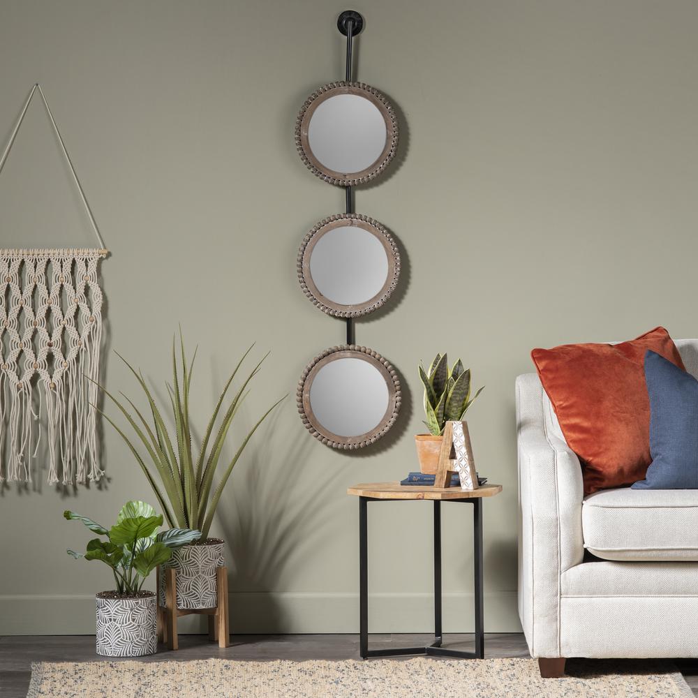 Crestview Collection Evolution Fiona Hanging Wood Wall Mirror in Grey Brown. Picture 3