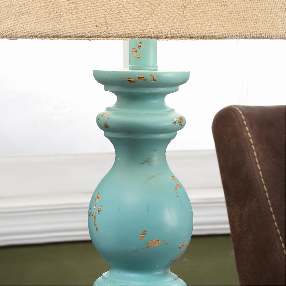 Crestview Collection Hayden 25 Inch Distressed Blue Resin Table Lamp. Picture 3