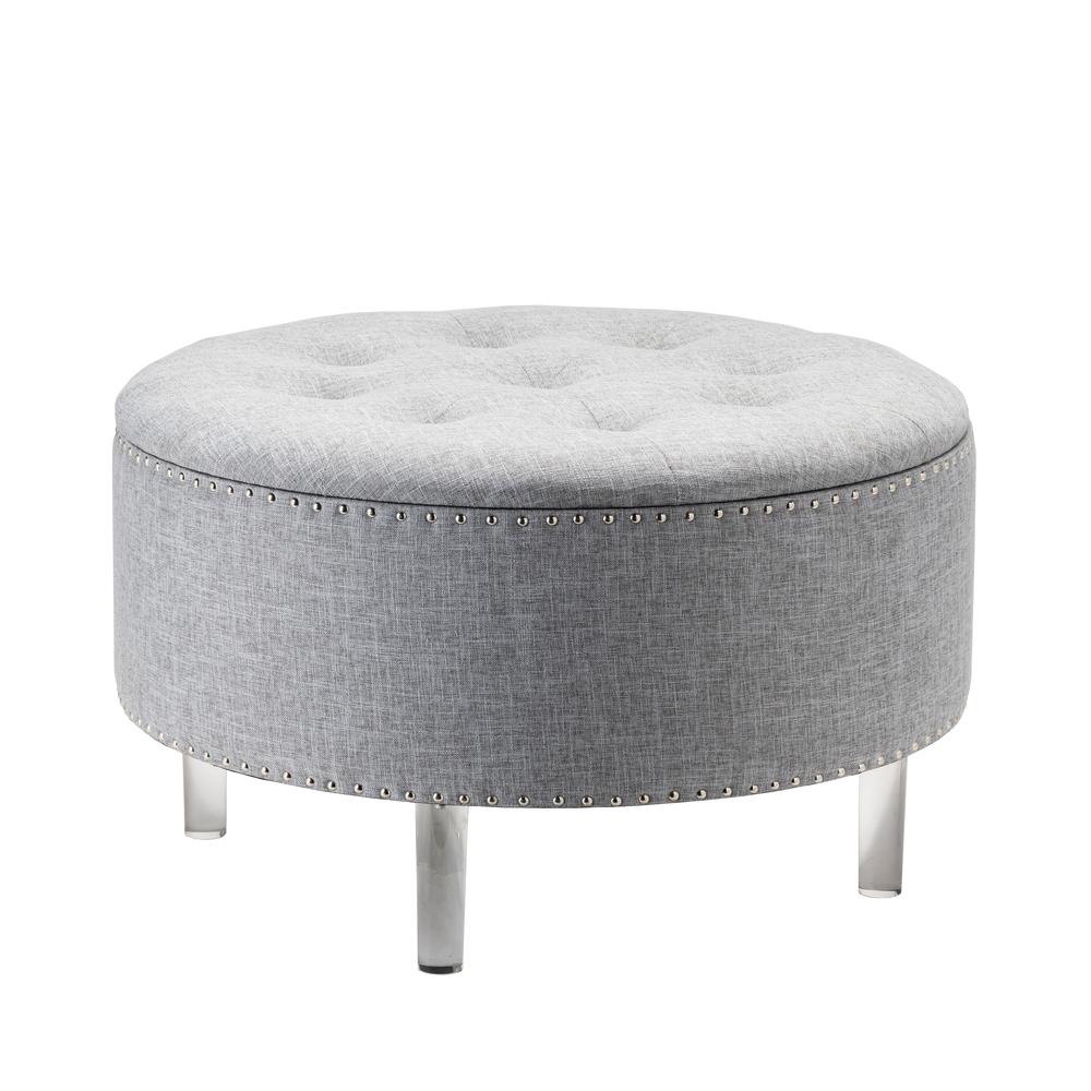 Crestview Gray Wooden Storage Stool EVFZR3147GRY. Picture 1