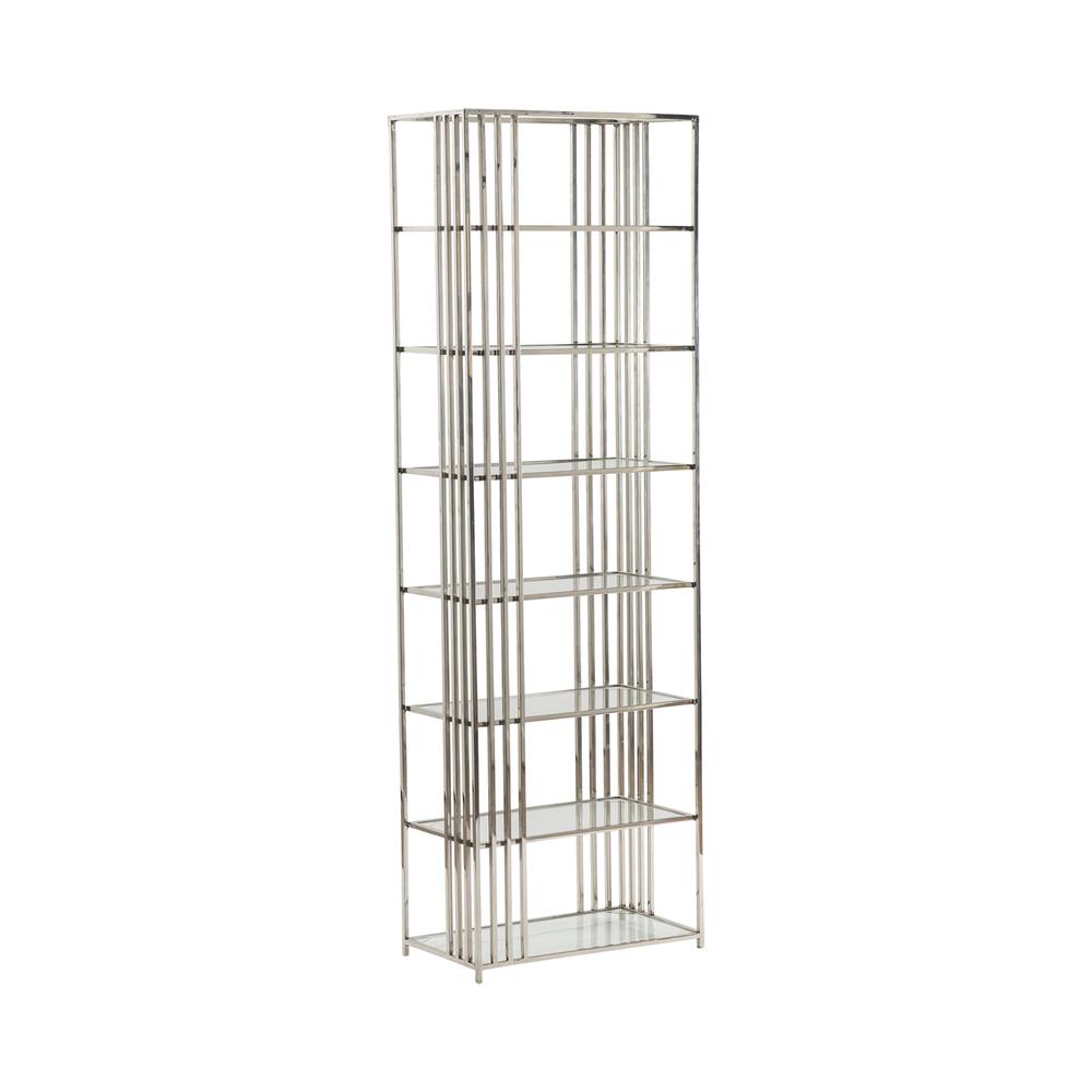Crestview Collection Drexel Metal and Glass Etagere Silver Metal. Picture 2