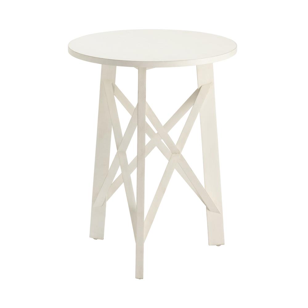 Crestview Collection 26" Round Acacia Wood White Side Table Accessories. Picture 1