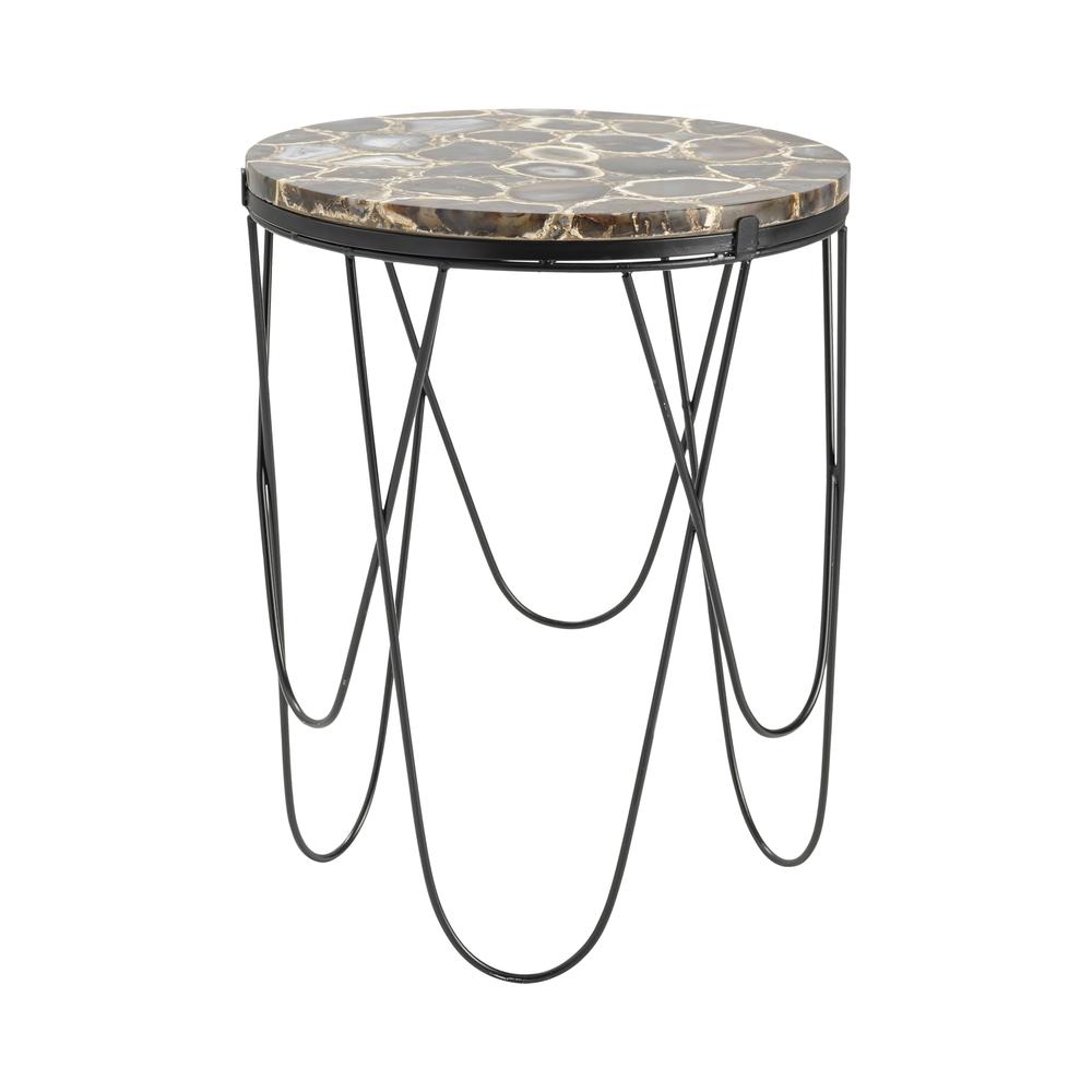 Crestview Collection Baxter Black Agate Accent Table with Metal Frame. Picture 2