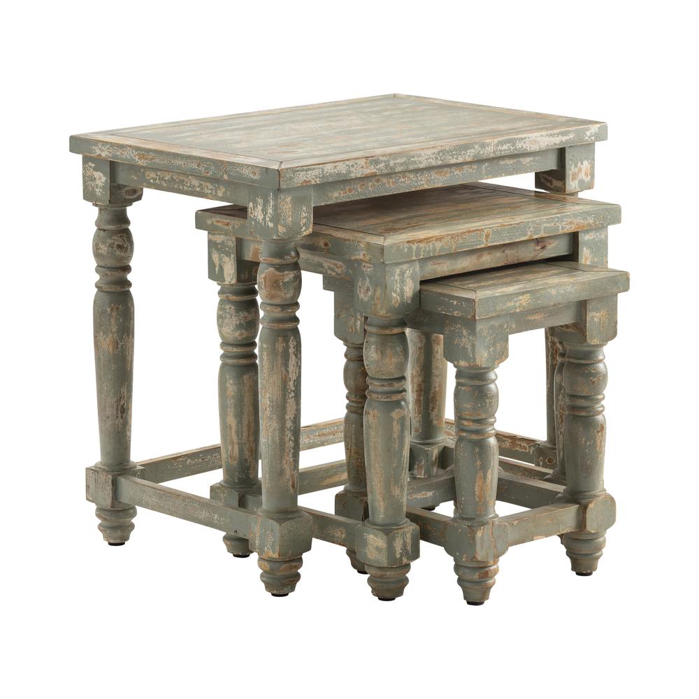Crestview Collection Bengal Manor Distressed Grey Set of Nested Tables, Gray. Picture 1