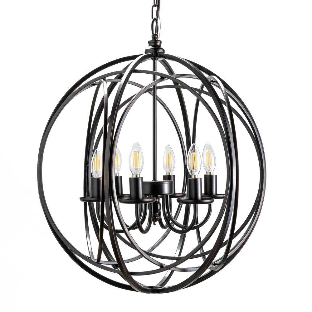 Evolution by Crestivew Collection Preston Wood and Metal Chandelier in Black. Picture 2