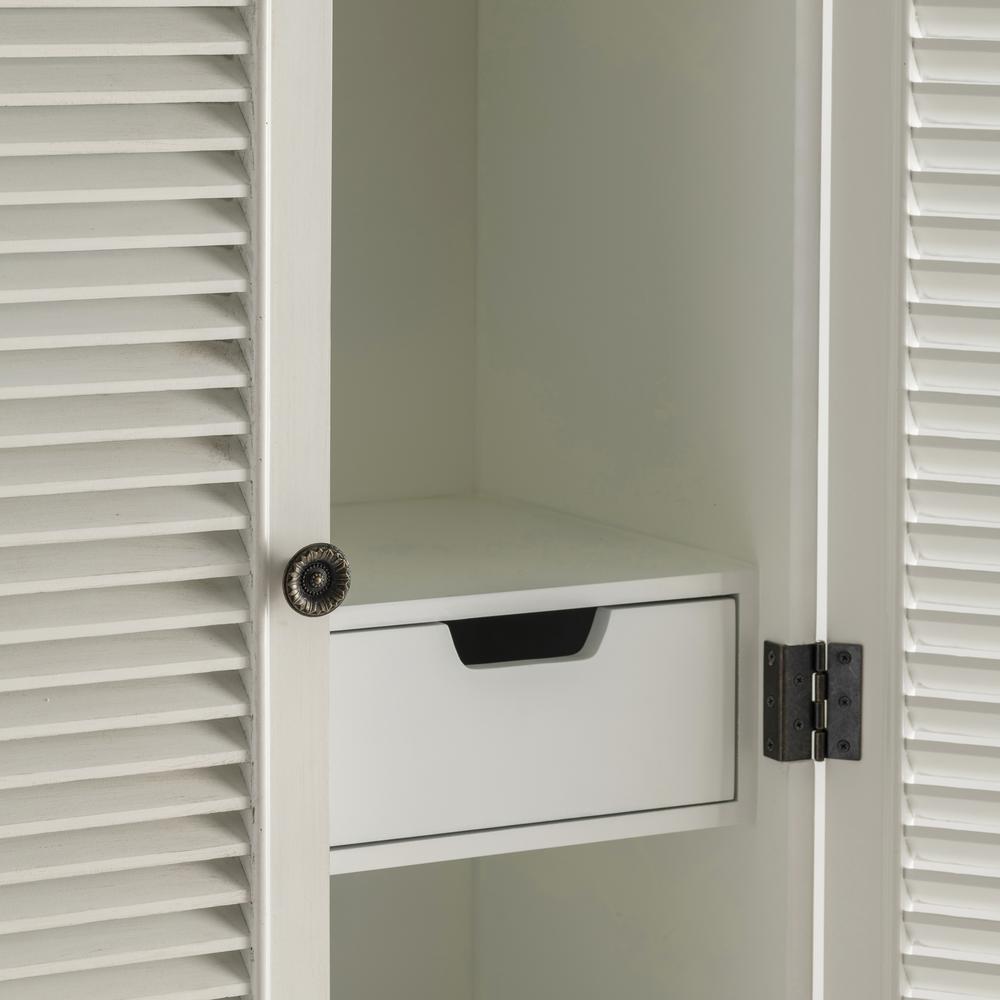 Crestview Collection Magnolia Louvered 2 Door Tall White Storage Cabinet. Picture 4