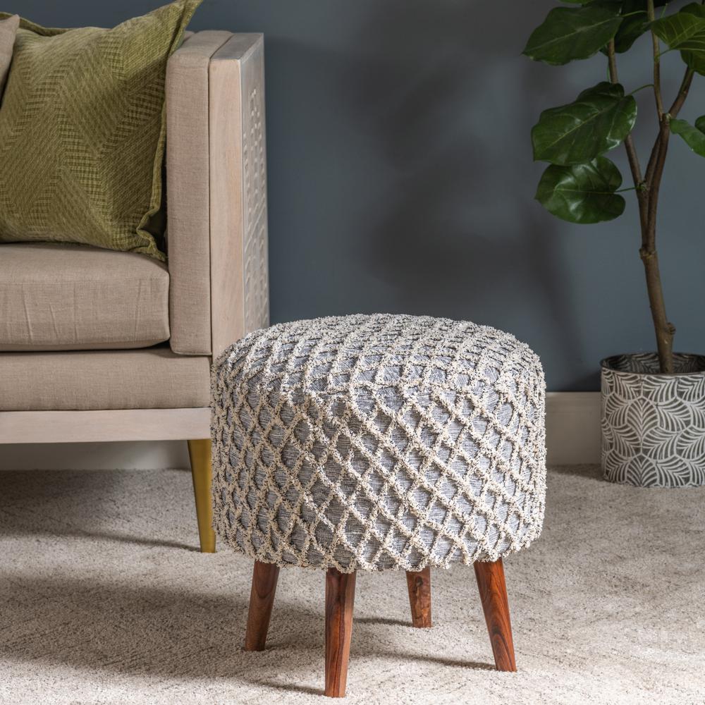 Evolution by Crestview Ellie Fabric Diamond Stool in Gray. Picture 6