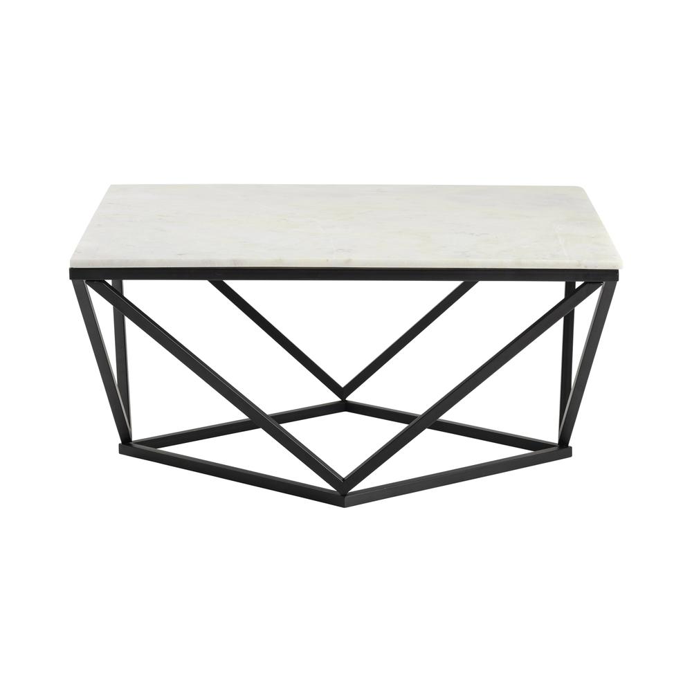 Crestview Collection White Marble Cocktail Table Silver Metal. Picture 1