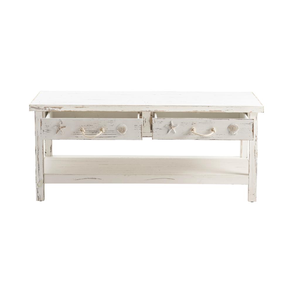 Crestview Collection CVFZR1522 Seaside White Coastal Cocktail Table Furniture. Picture 2