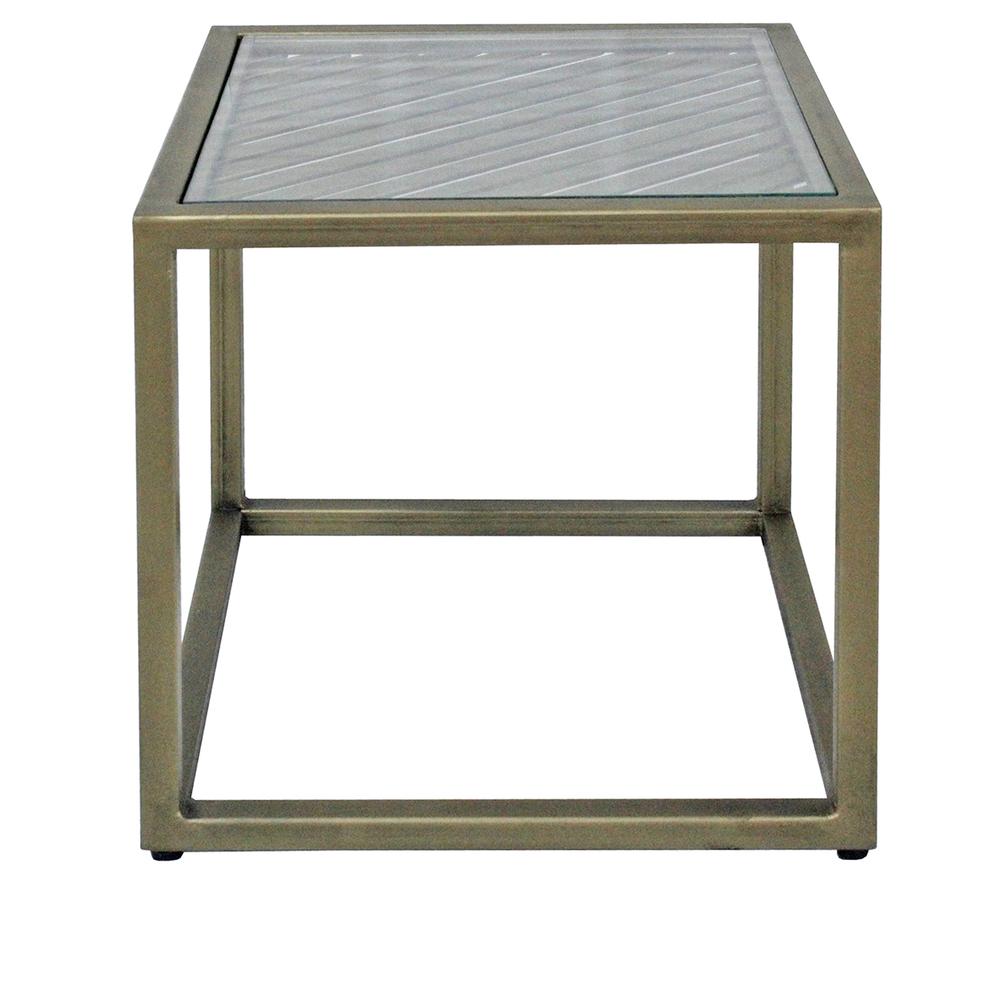 Christian Gold Metal and Glass End Table. Picture 1
