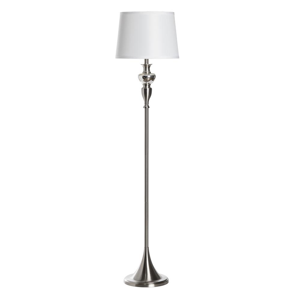 Crestview Collection Finely Brushed Nickle Floor Lamp with Glass Detail. Picture 3