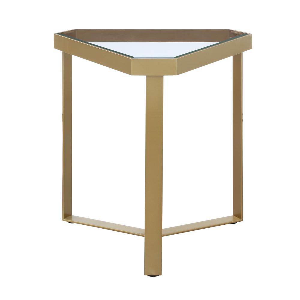 Crestview Collection CVFZR4002 Melrose Gold Triangle Accent Table Furniture. Picture 2
