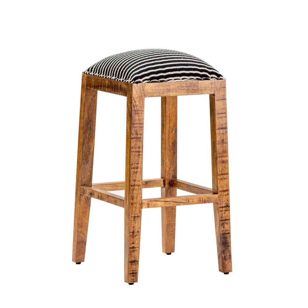 Evolution by Crestview Milly Wood Striped Barstool in Black and White. Picture 2