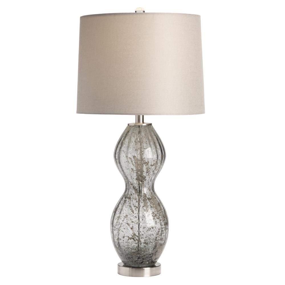 31"TH GLASS LAMP W/BRUSHED NICKEL MTL BASE, 1 PC UPS, 2.96'. Picture 2
