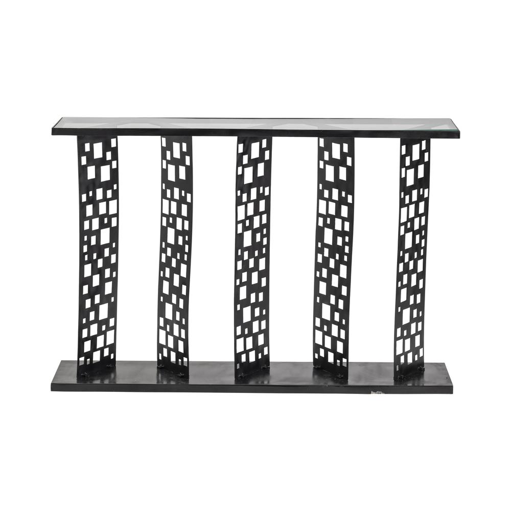 Skyline Console Table Black Metal 48 x 12 x 33 Modern Style. Picture 1