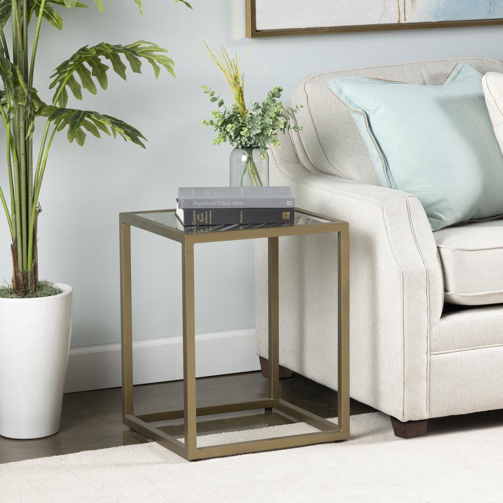 Christian Gold Metal and Glass End Table. Picture 5