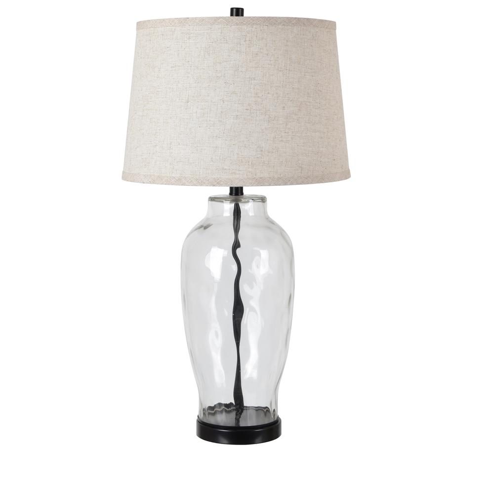 Crestview Collection Amelia Table Lamp Translucent Clear and Powdercoated Black. Picture 1