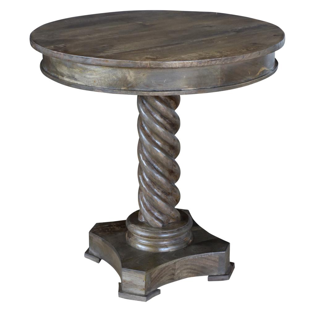 Bengal Manor Mango Wood Carved Rope Twist Accent Table. Picture 1