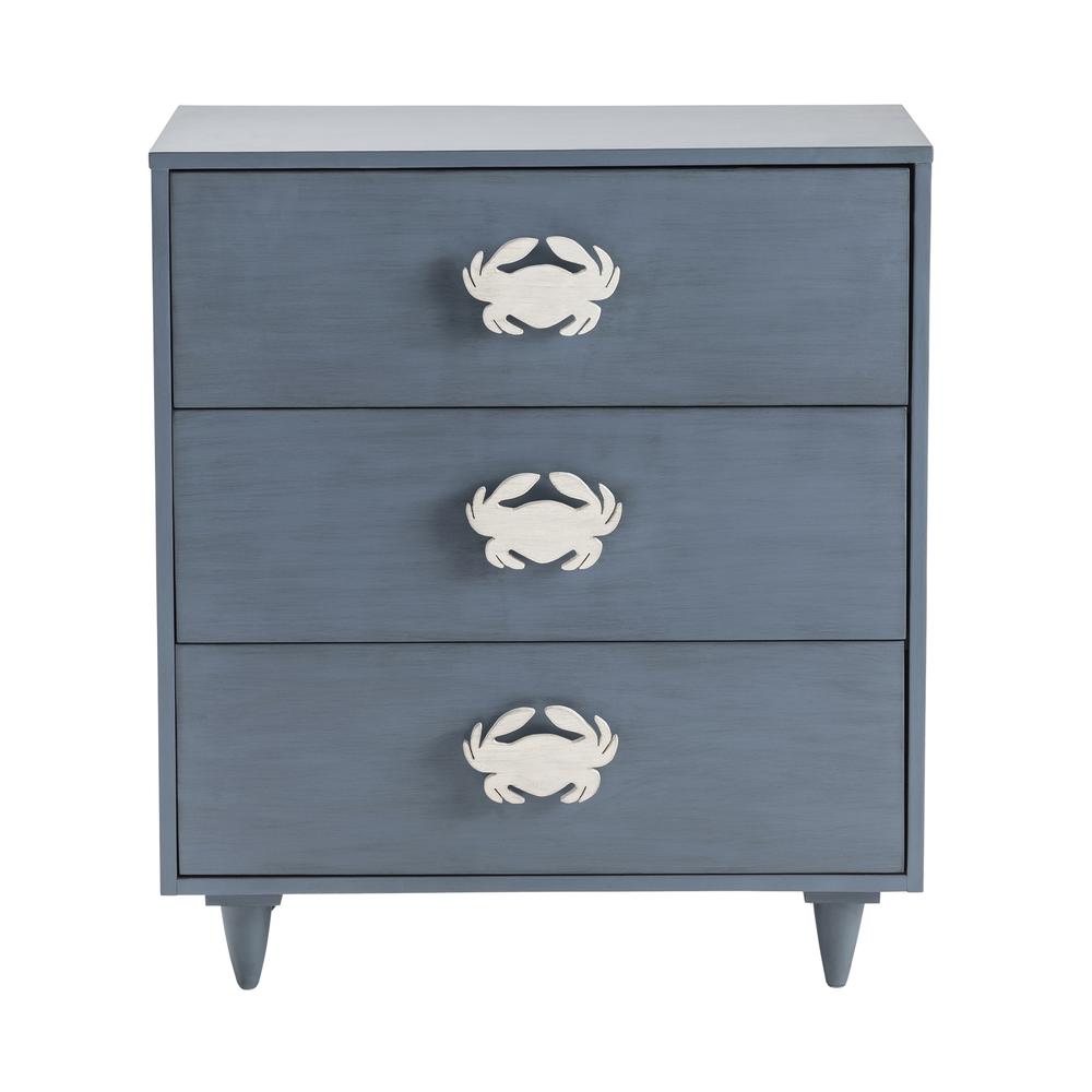 Crestview Collection CVFVR8222 31" 3 Drawer Blue Painted Cabinet Accessories. Picture 1