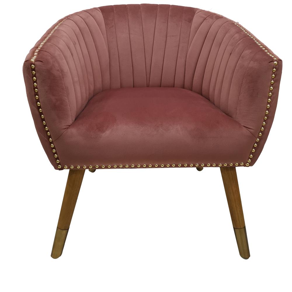 Crestview Collection Wood & Polyester Upholstery Rosslyn Accent Chair in Pink. Picture 1