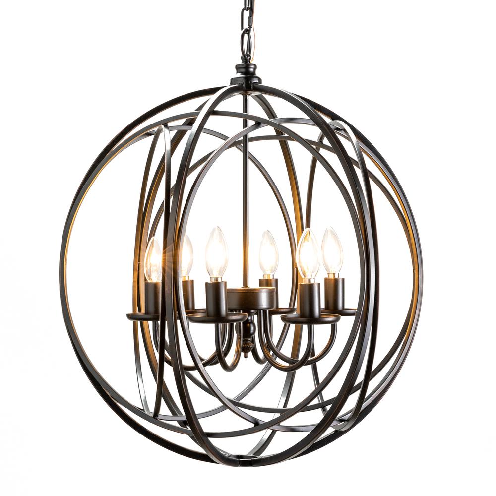 Evolution by Crestivew Collection Preston Wood and Metal Chandelier in Black. The main picture.